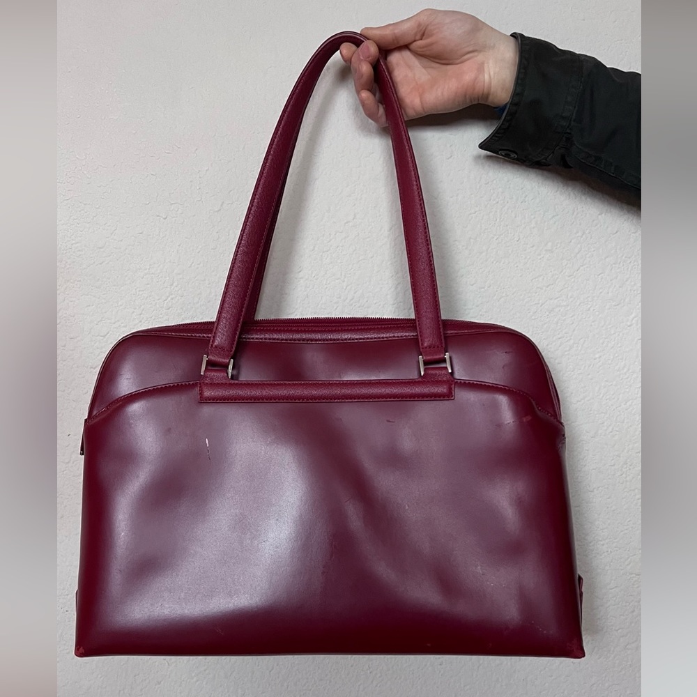 Hartmann red leather tote bag computer bag laptop bag work bag